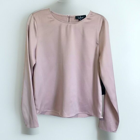 Lulus Dusty Pink Satin Top Size M Long Sleeves Quiet Luxury Romantic Soft Girl - Picture 3 of 10